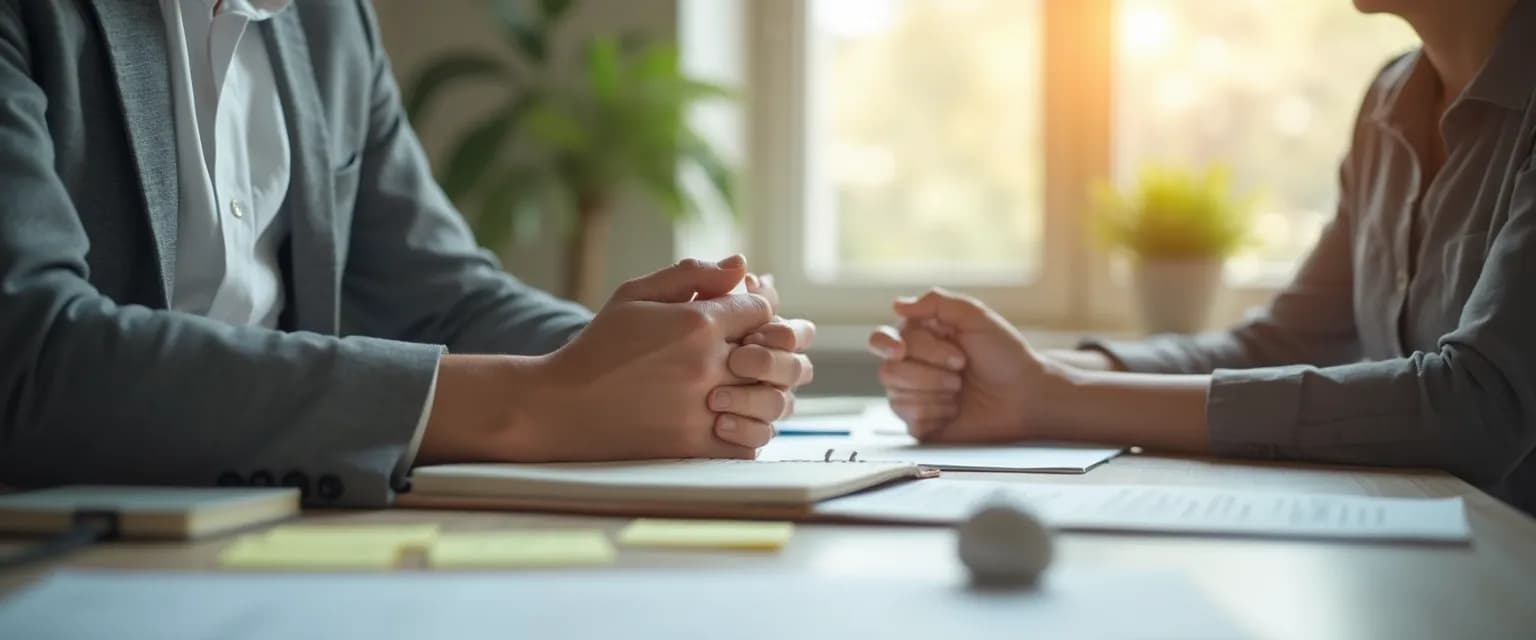 Manager practicing emotional intelligence training exercises between meetings