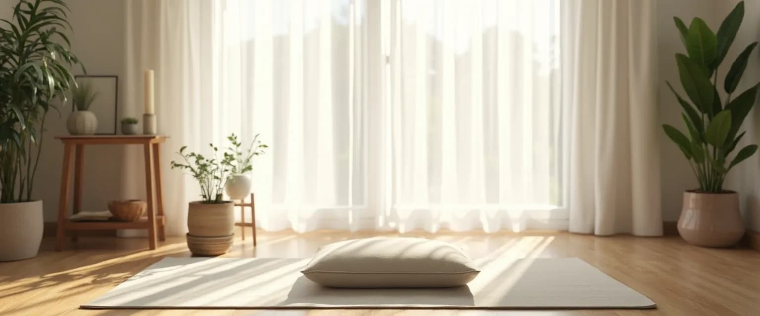 Budget-friendly home mindfulness center with comfortable cushions and natural elements
