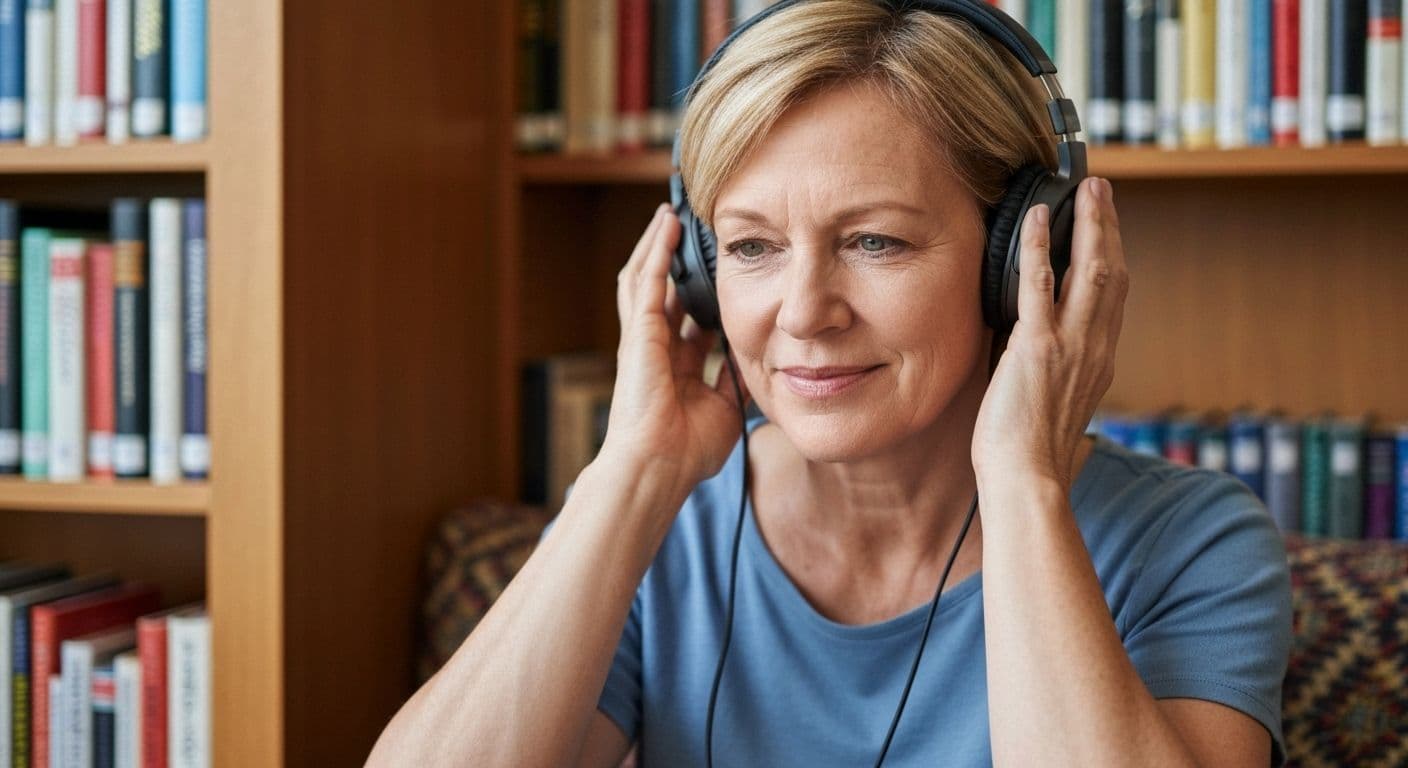 Person creating a healing music playlist as part of their grieving tools for emotional recovery