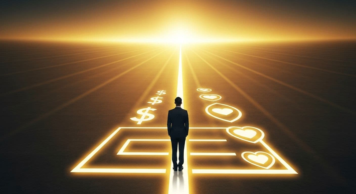 Person reflecting on financial goals while maintaining the millionaire mindset and personal values