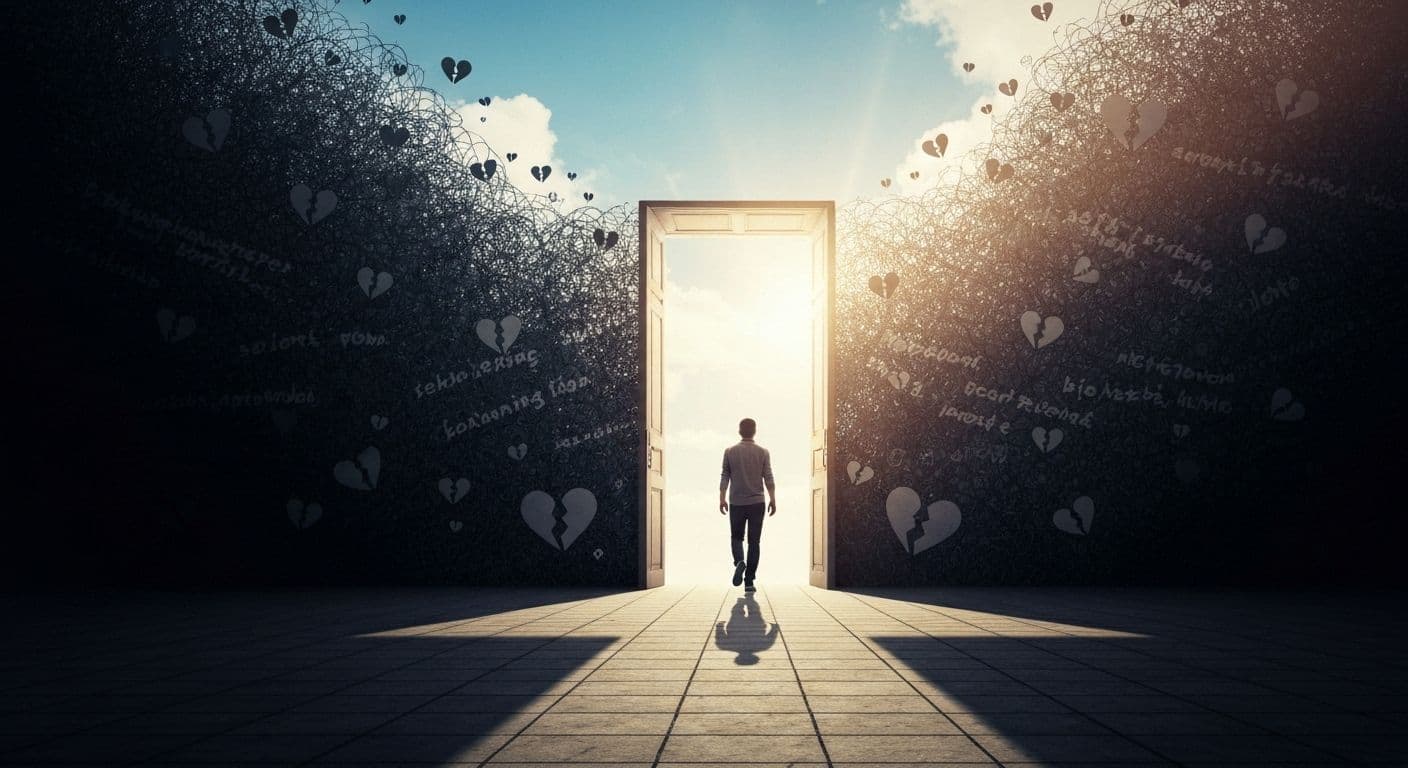 Person reflecting on heartbreak words and language patterns that affect emotional healing after a breakup