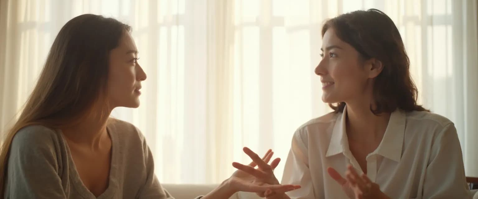 Person practicing compassionate self-awareness during a difficult conversation