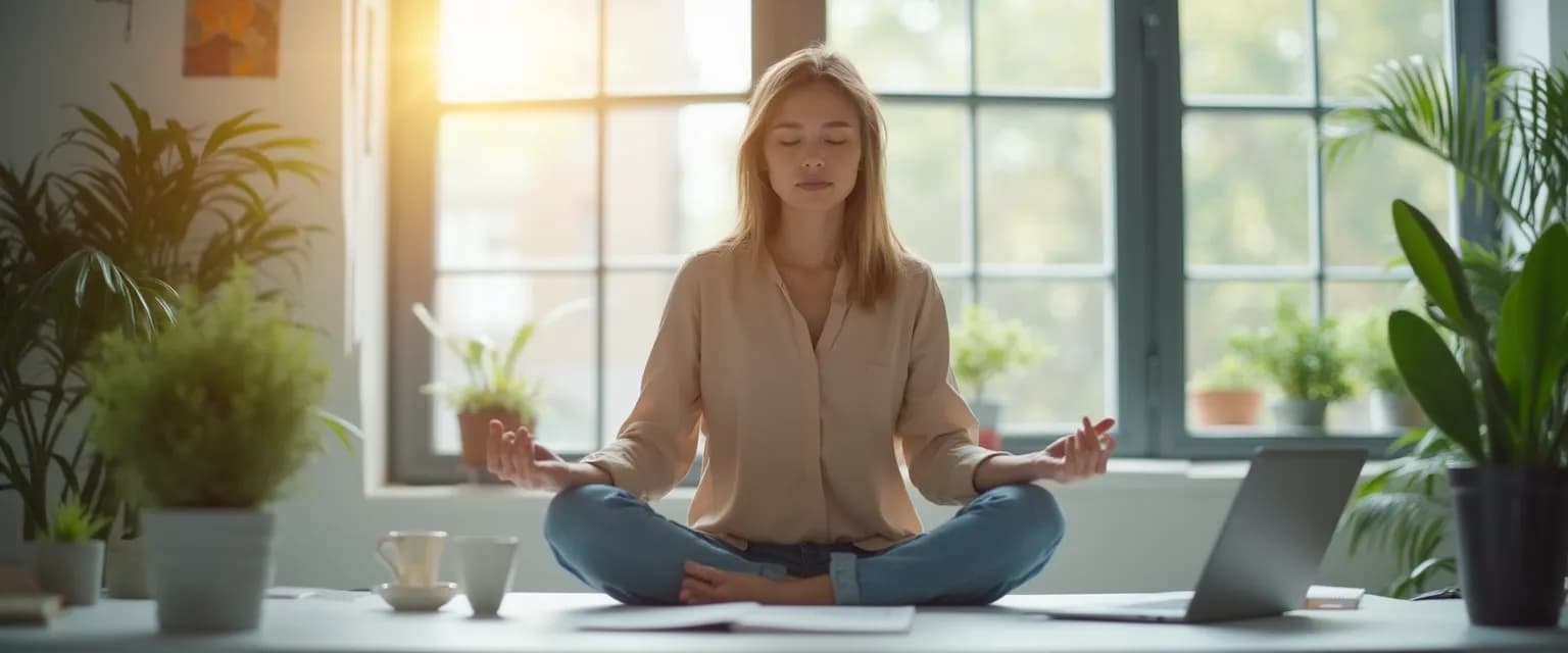 Professional developing resilience in the workplace through micro-recovery techniques during a high-pressure project