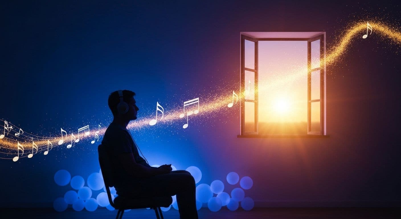 Person creating a healing playlist with notes on a heartbreak transforming into empowering music choices