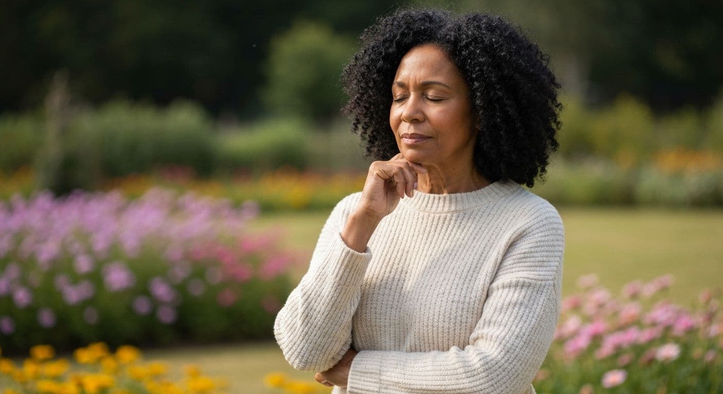 Person practicing body mind awareness by checking physical sensations and emotional signals