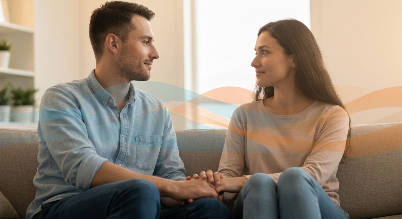 Couple practicing self awareness in marriage through mindful communication and emotional pattern recognition