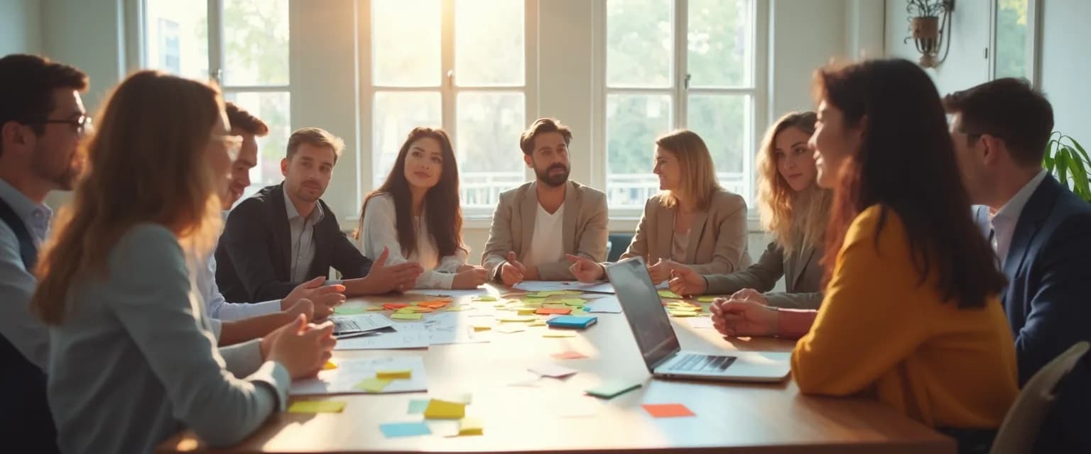 Team members engaged in a self awareness in group work exercise with supportive body language