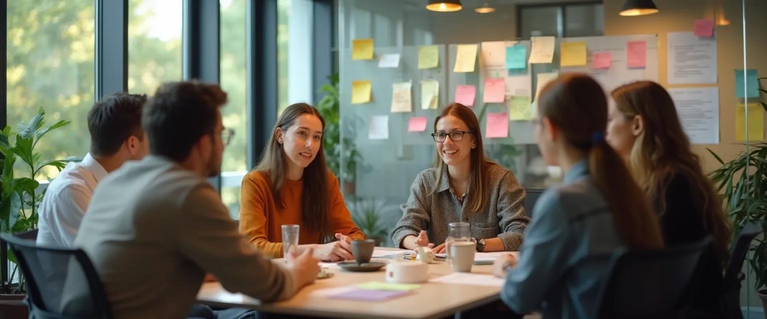 Team implementing emotional intelligence (EI) in the workplace during a collaborative meeting