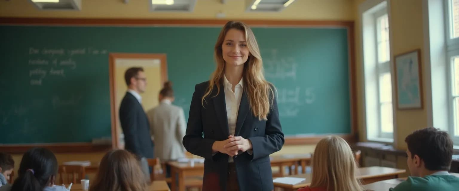 Teacher reviewing student feedback forms to enhance teacher self-awareness