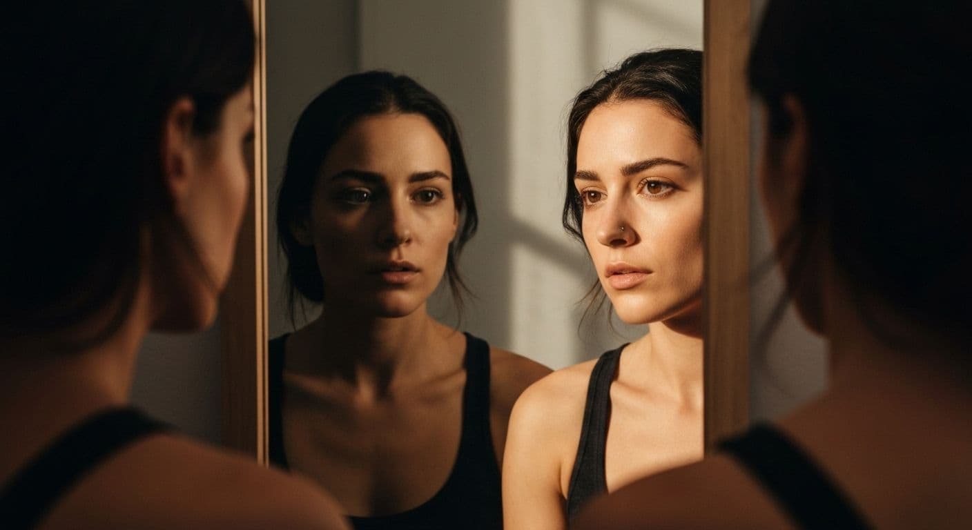 Person practicing internal self awareness by examining their thoughts and inner dialogue objectively