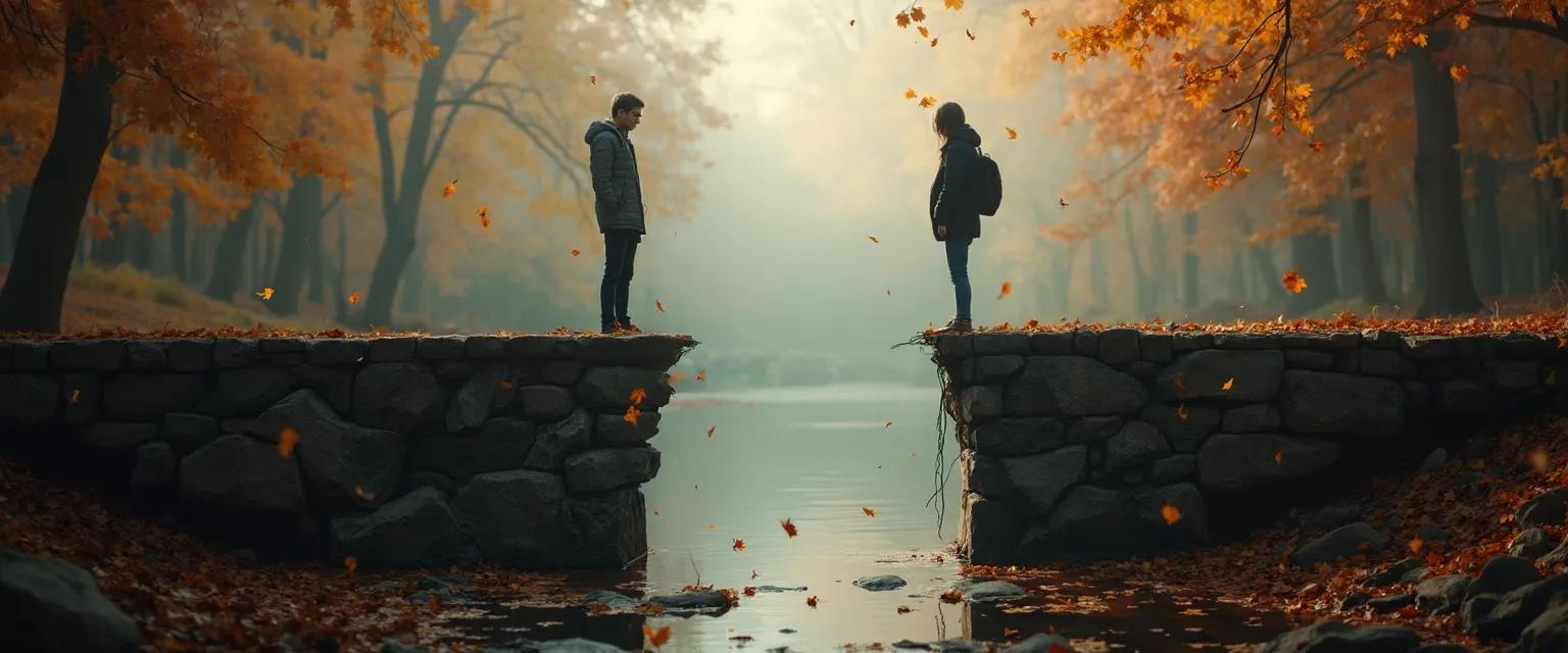 Person contemplating 'I need a breakup' while looking at relationship photos