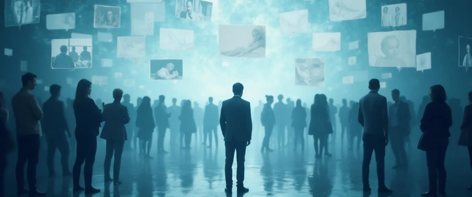 Person overcoming excessive self-awareness in a social situation through mindful techniques