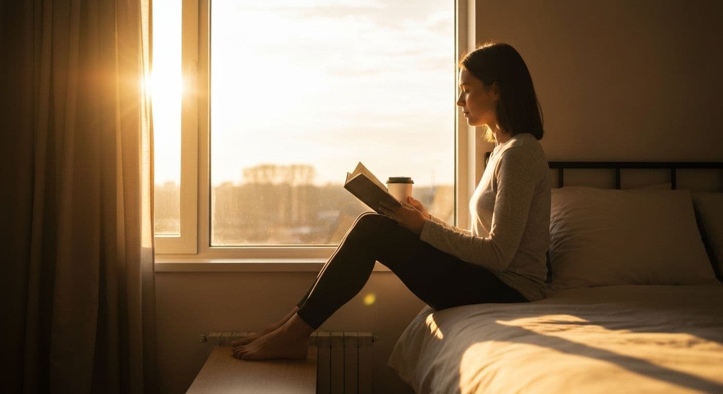 Person practicing self awareness TED talk lessons during peaceful morning routine with coffee and journal
