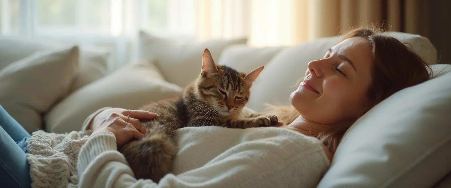 Person practicing anxiety and self-soothing techniques with a therapy dog
