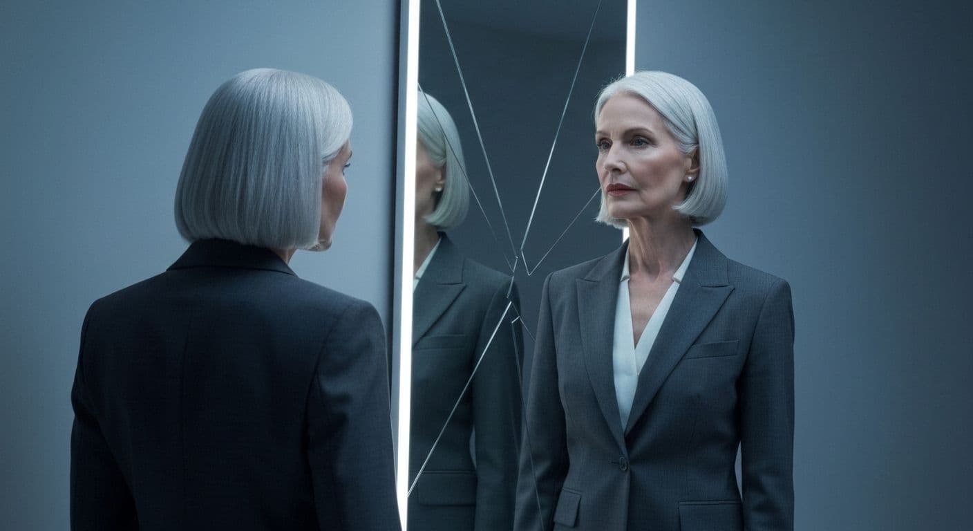 Person looking in mirror reflecting on EQ and self awareness to identify emotional blind spots