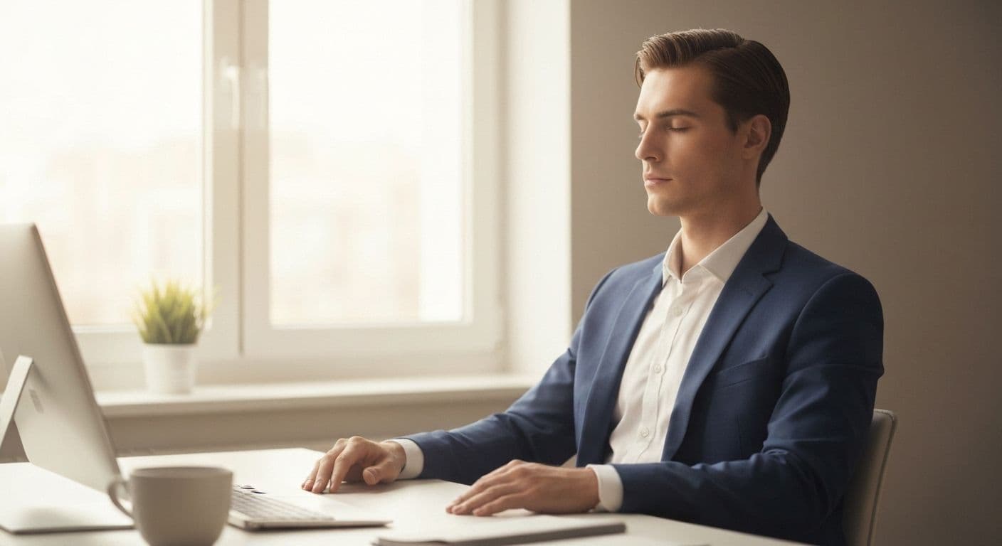 Busy professional practicing self awareness according to Daniel Goleman during daily routine