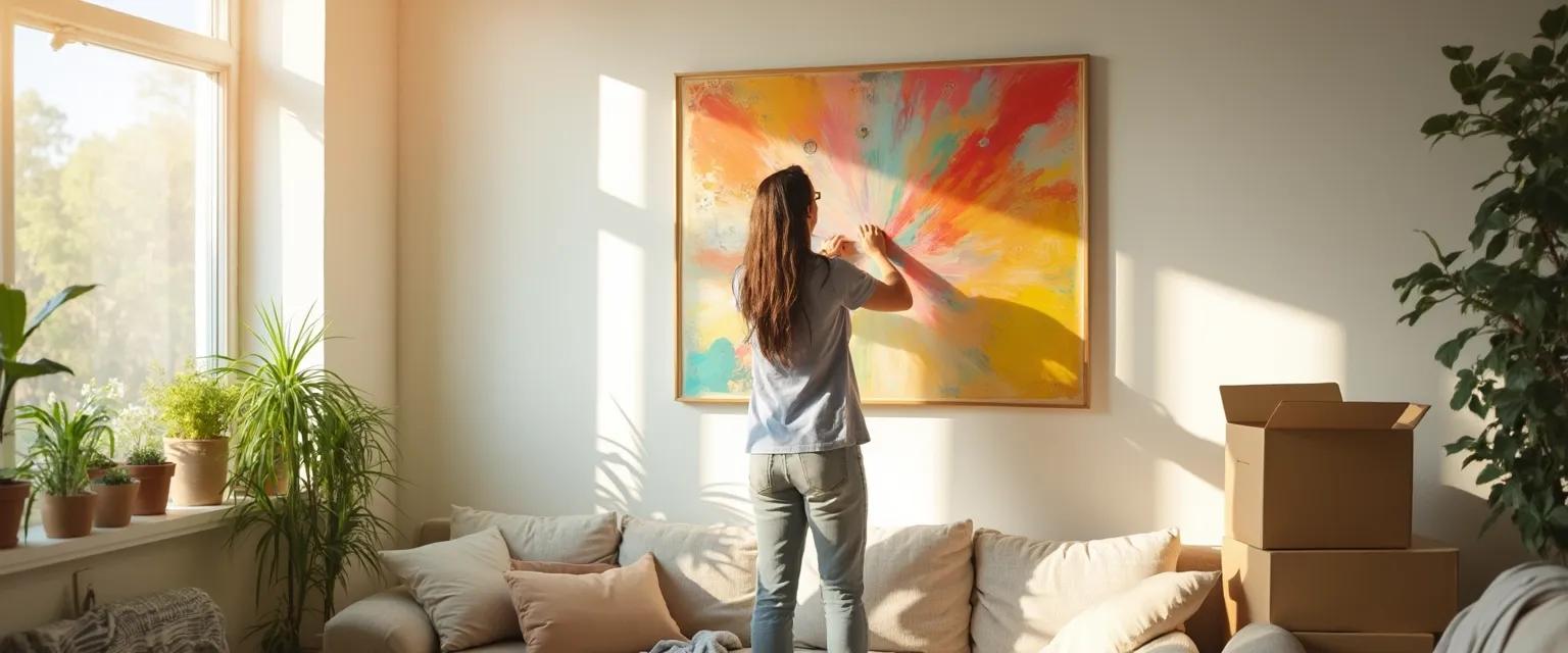 Woman enjoying her transformed living space while being alone after a breakup