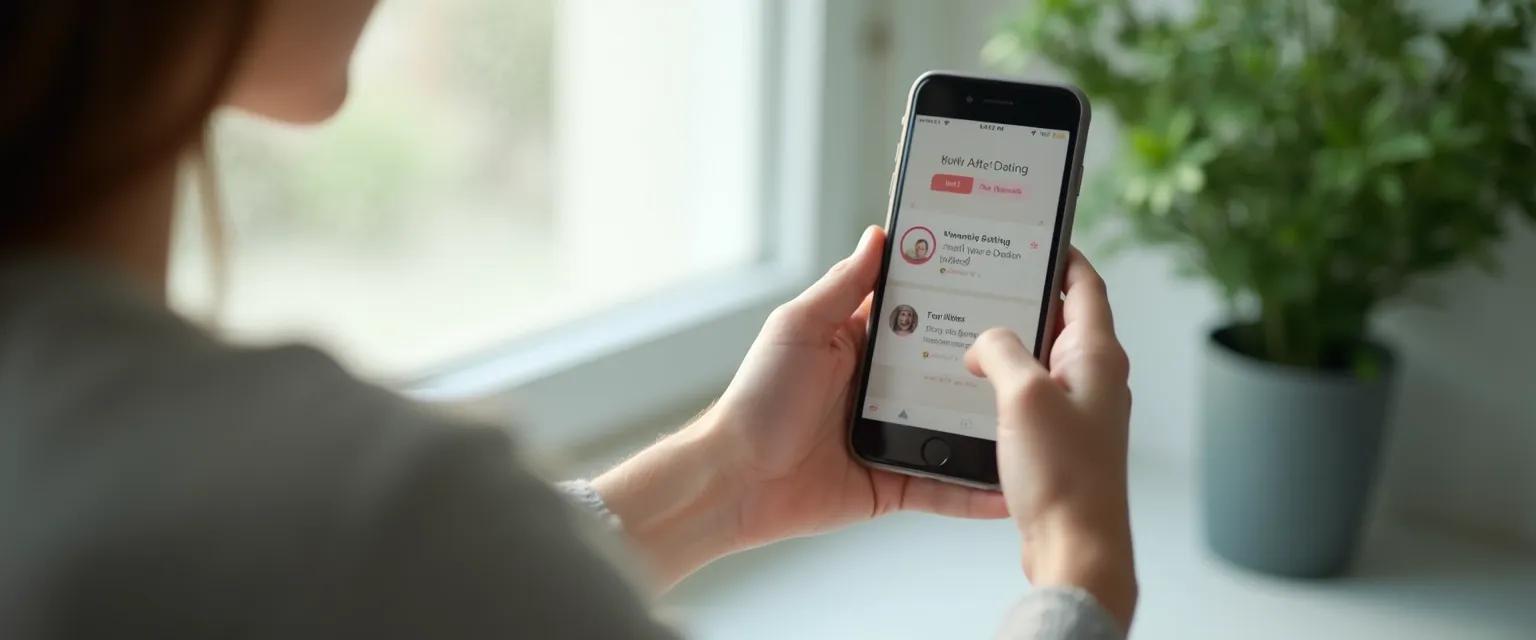 Person practicing mindful dating while taking a thoughtful break from dating apps