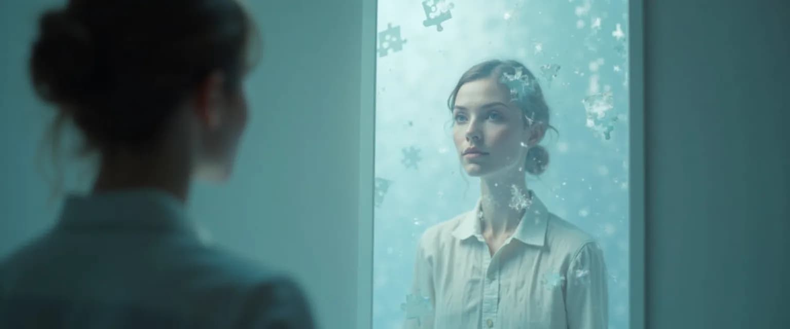 Person reflecting in mirror representing key concepts from this article on self awareness