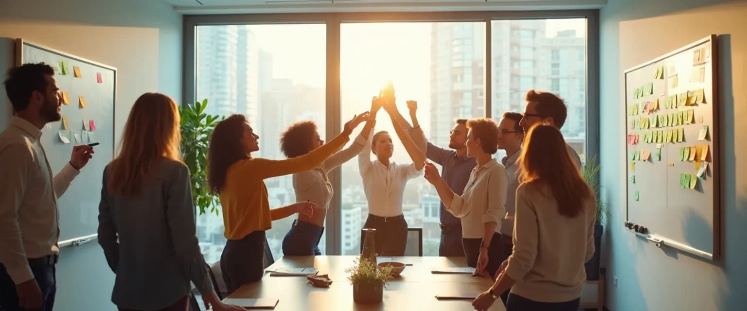 Team engaging in micro-rituals to build a resilient workplace during a meeting