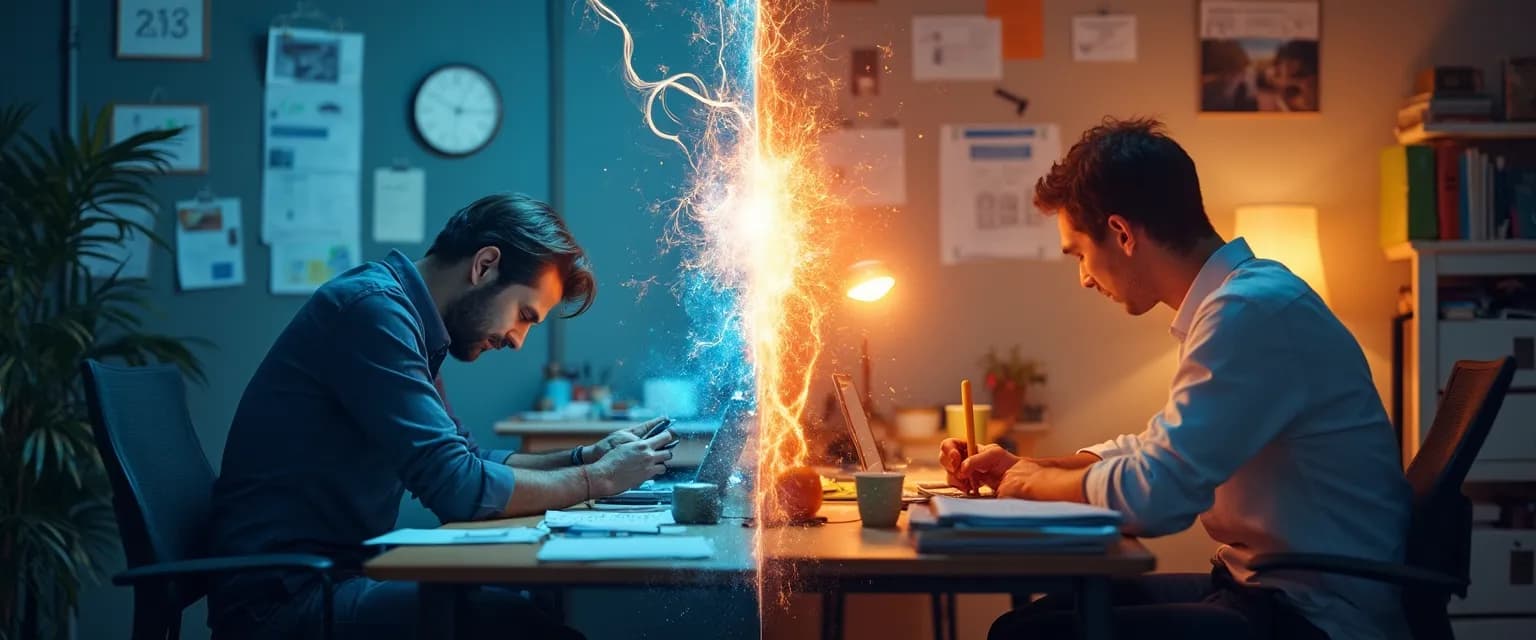 Person managing energy wisely to overcome procrastination and practice energy conservation