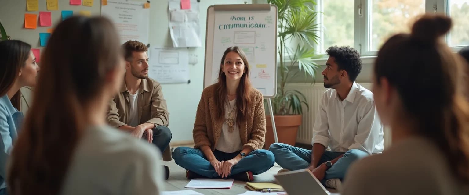 Team practicing self-awareness soft skills exercises during a meeting