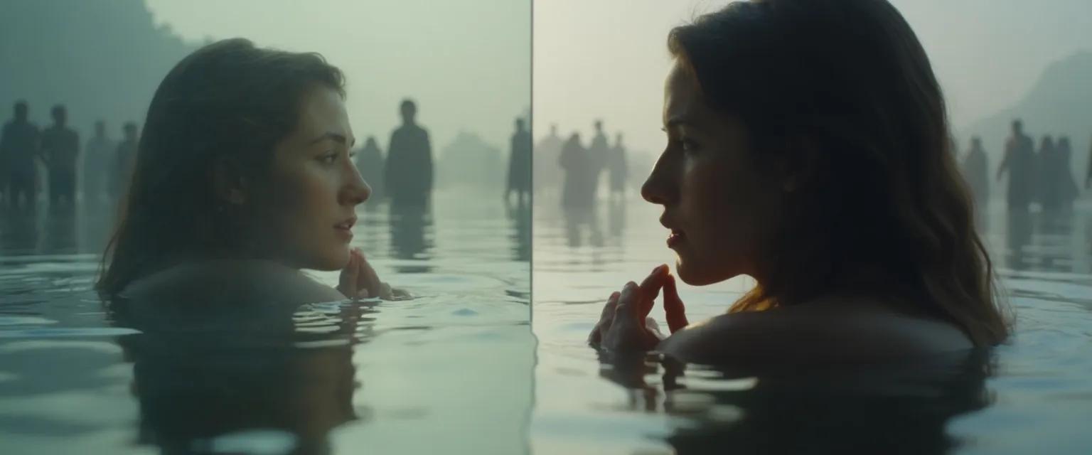 Person practicing social self-awareness techniques during a conversation