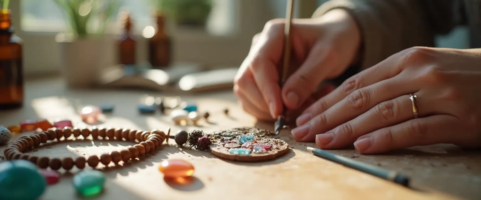 Handmade DIY anxiety breathing necklace with beads for stress relief