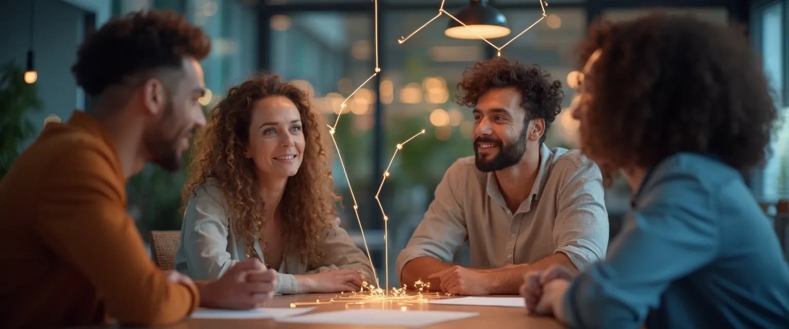 Professionals demonstrating emotional intelligence at work examples during a team meeting