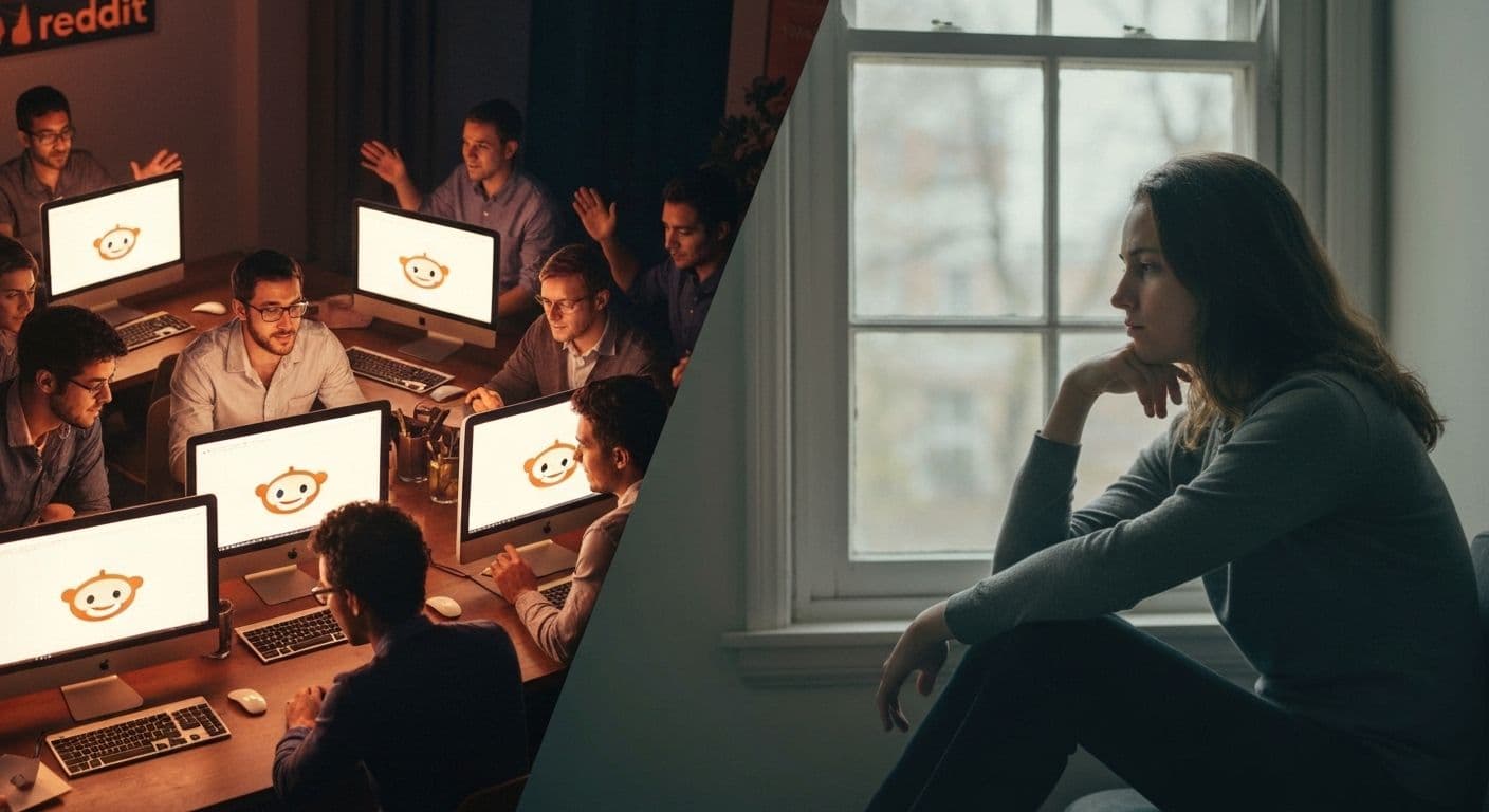 Person reading breakups Reddit advice on phone looking thoughtful about which tips to follow