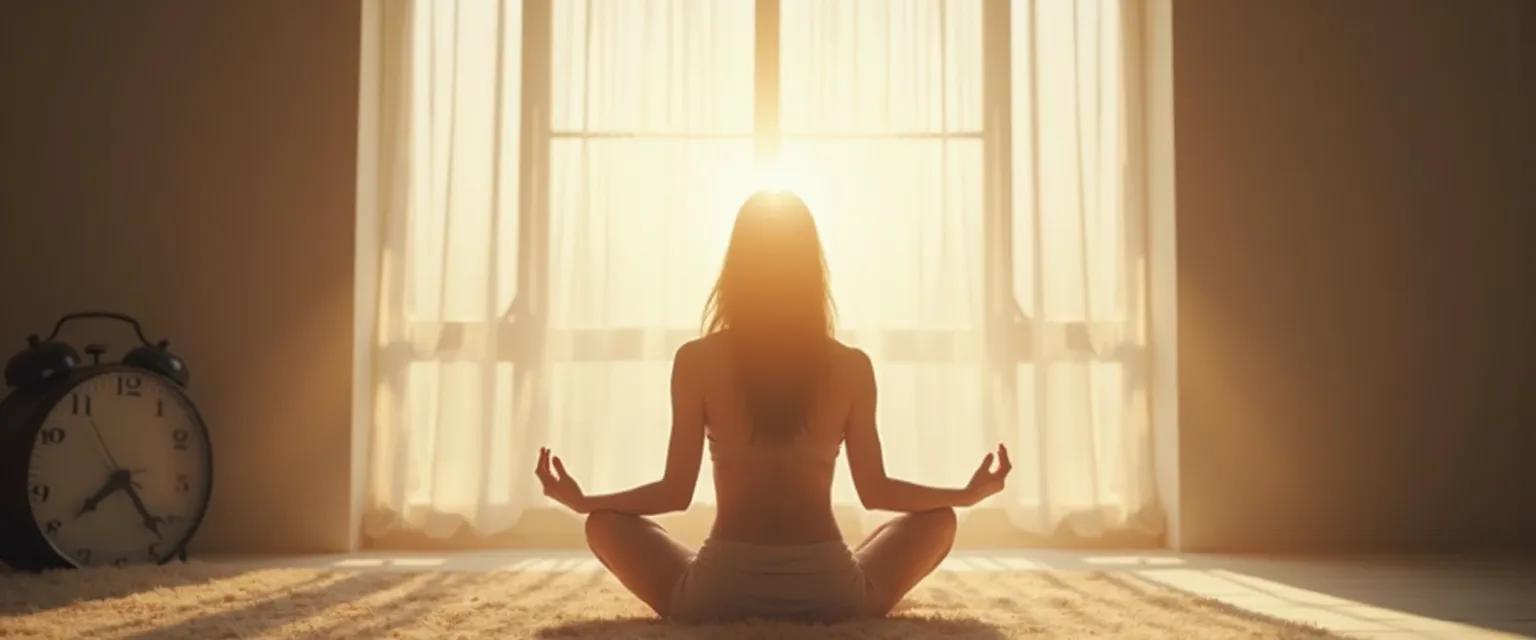 Person practicing 5-minute subjective self-awareness exercise with eyes closed