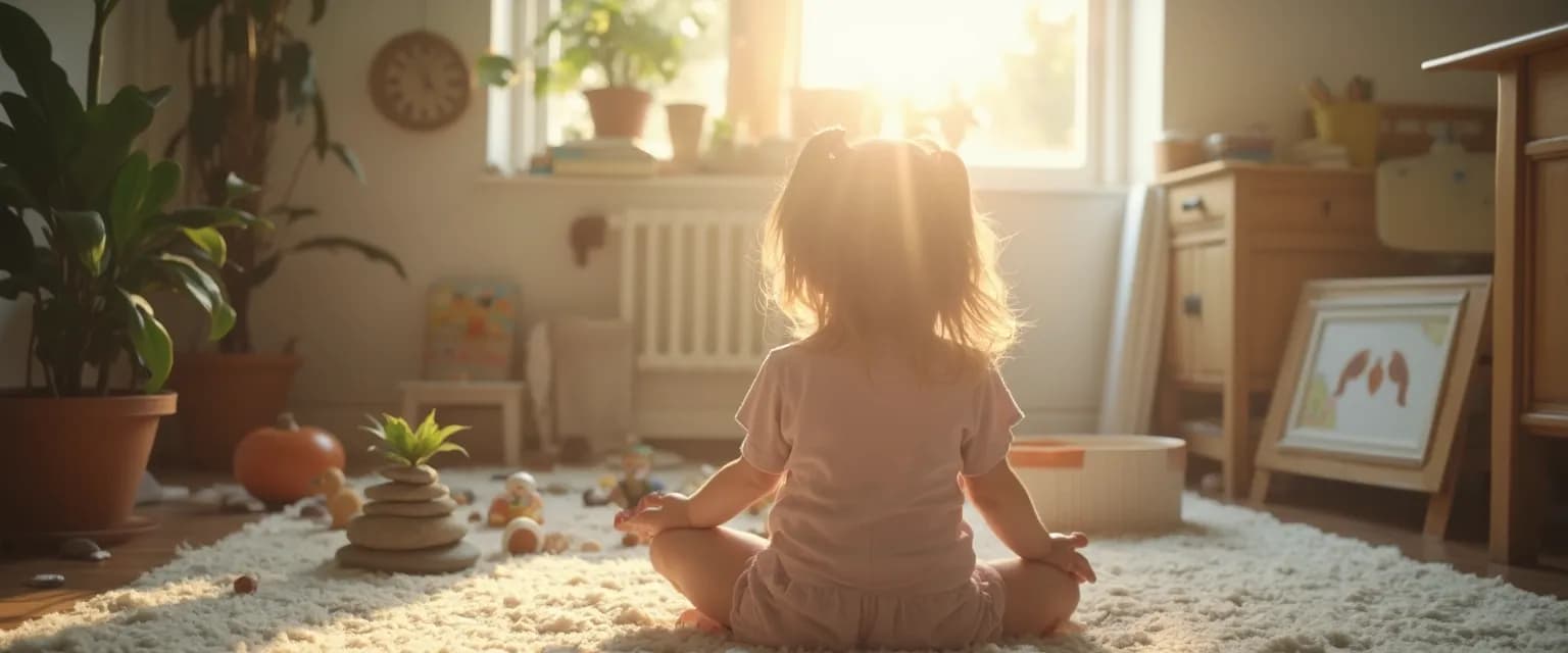 Parent practicing zen mind techniques while engaged in family activities