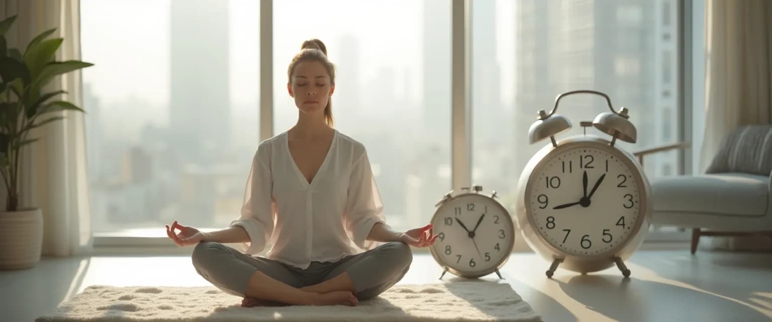 Person practicing micro-meditation for self-awareness during a busy workday
