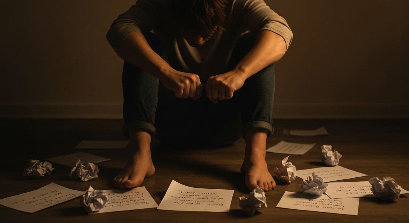 Person using adapted grief prompts during anger phase with constructive rage exercises