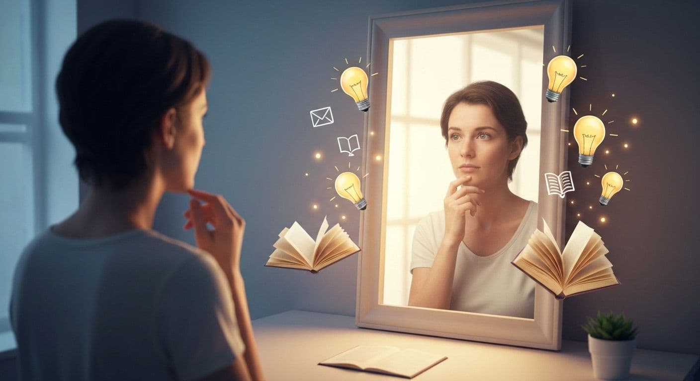 Person reflecting on their learning patterns while showing self-awareness and being open to learning new strategies