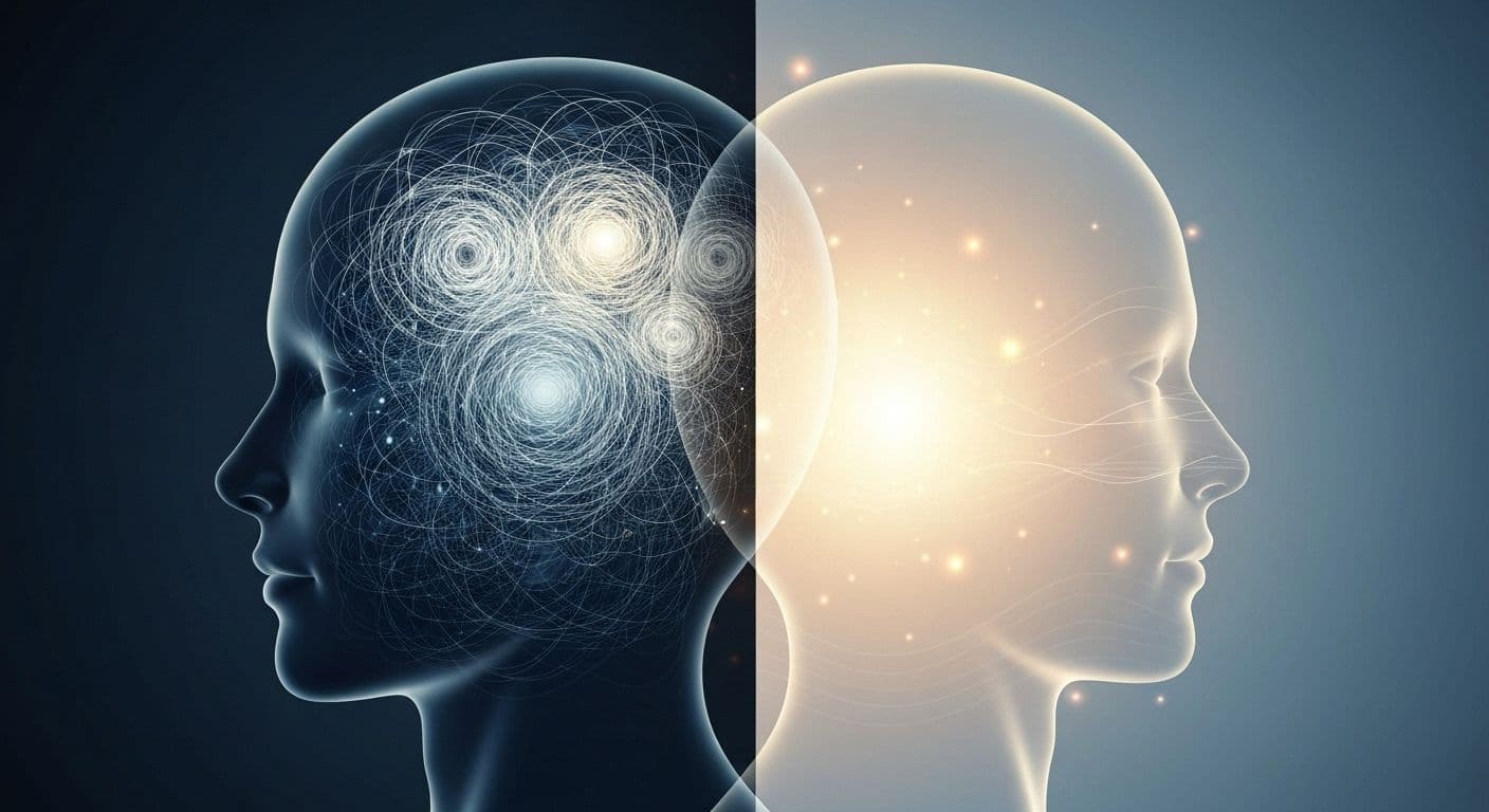 Person practicing mindfulness techniques to get out of your mind and stop mental exhaustion