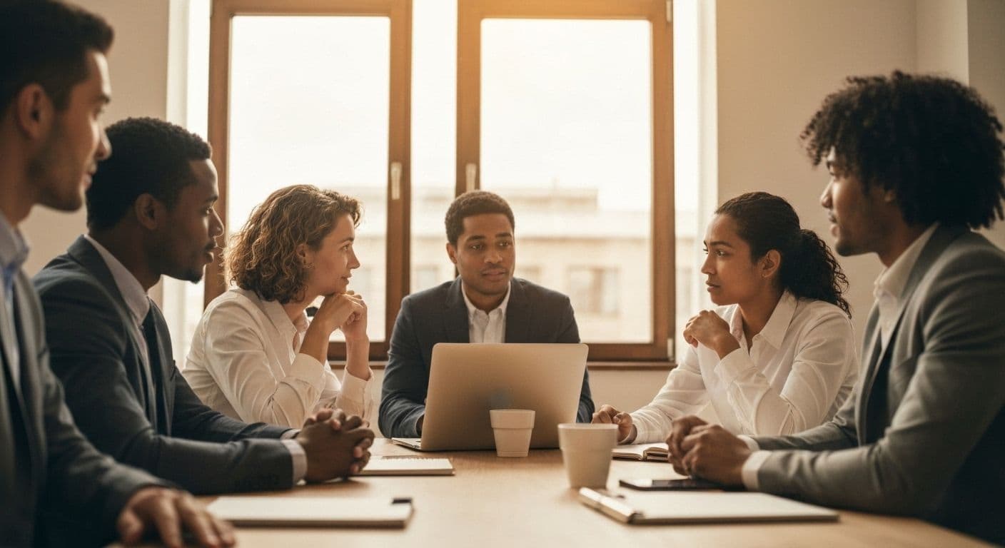 Team collaboration showing examples of self awareness at work with employees communicating effectively