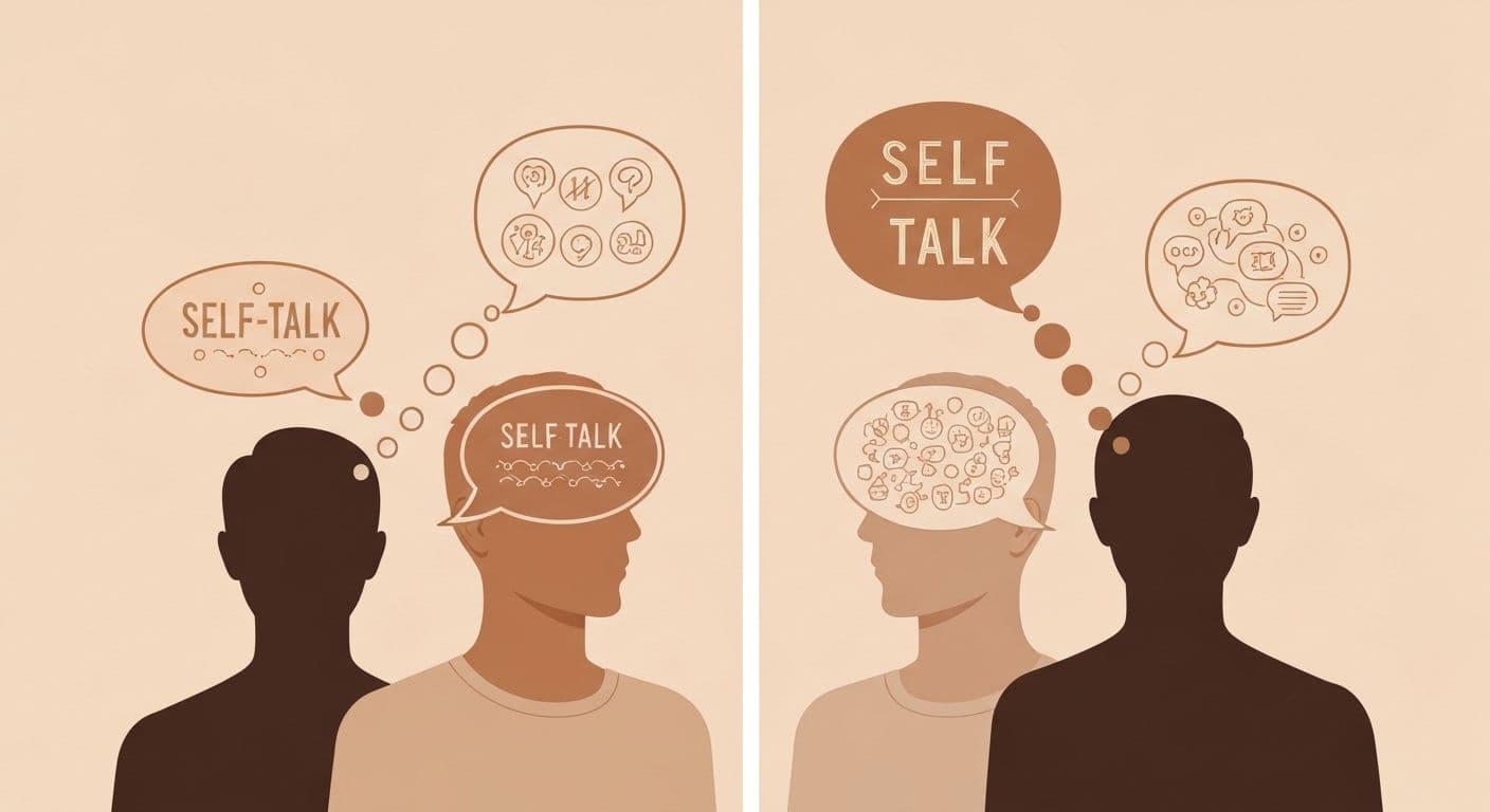 Person reflecting on self-awareness and personality to understand inner dialogue patterns