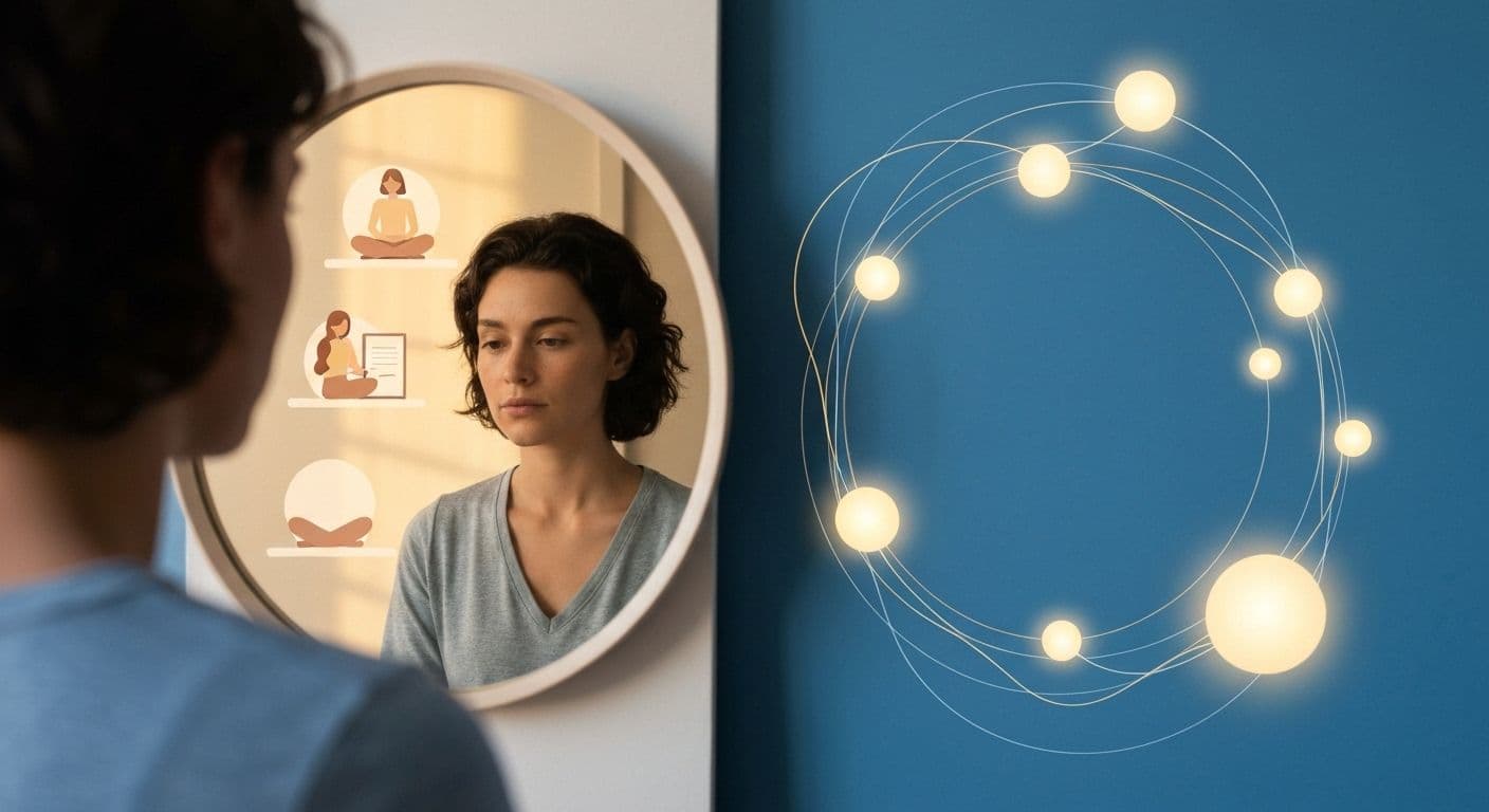 Visual representation showing how your emotional self-awareness and daily habits create an interconnected feedback loop for personal growth