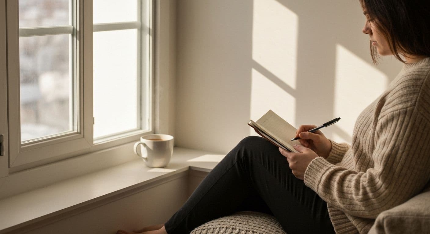 Person practicing self love self awareness through peaceful daily check-in meditation