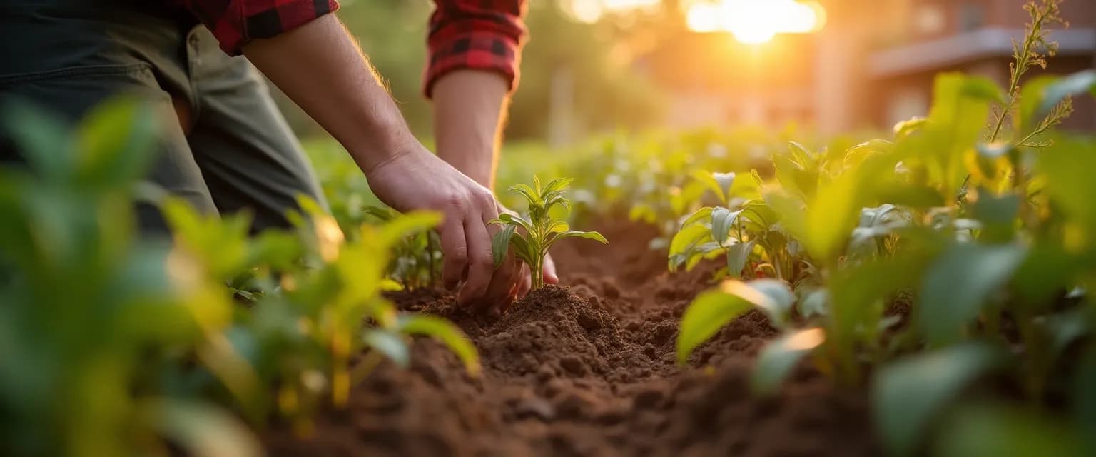 Person practicing mindful gardening techniques to master mindfulness while tending to plants