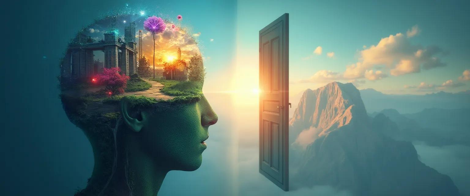 Person transforming from closed mindset thinking to growth mindset opportunities