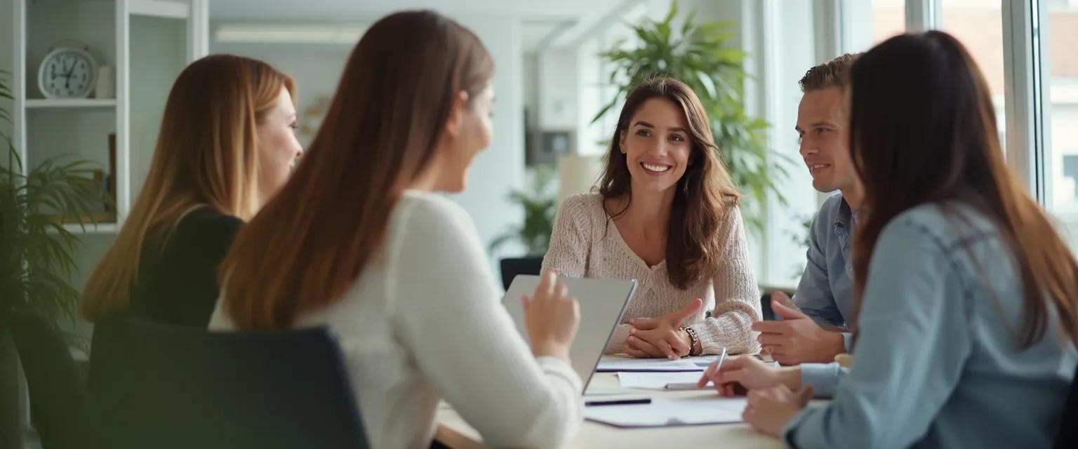 Professional practicing emotional intelligence techniques during workplace meeting