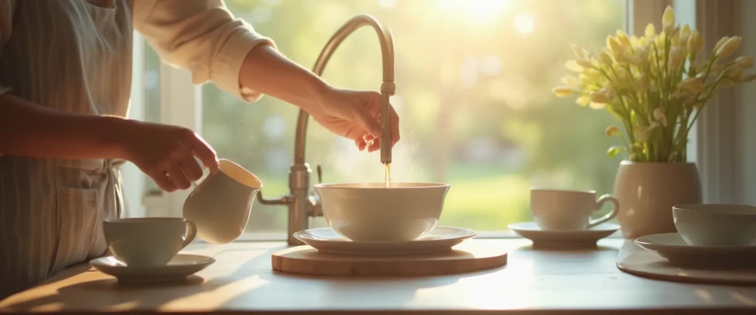 Person practicing right mindfulness during everyday activities