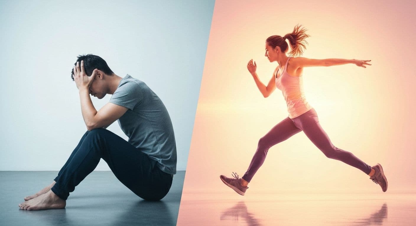 Person actively moving and exercising outdoors as effective strategies for coping with sadness after a breakup