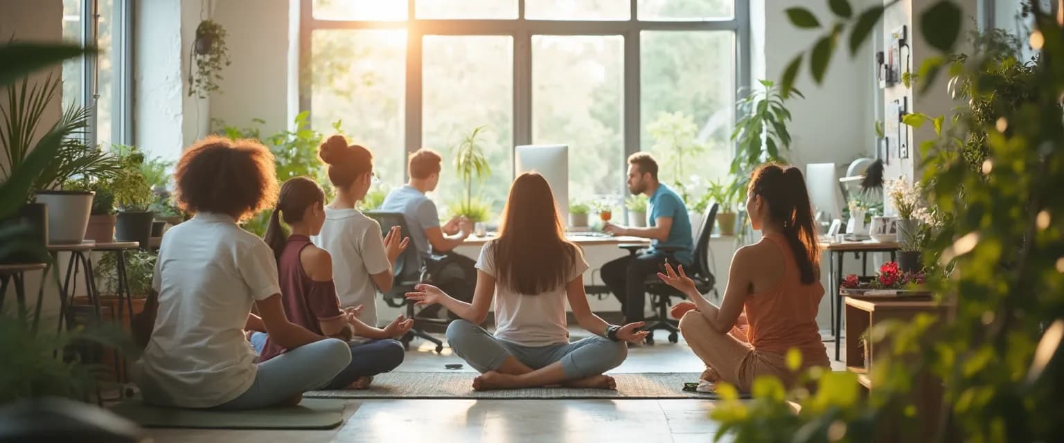 HR manager reviewing the best employee apps for workplace wellness on digital devices