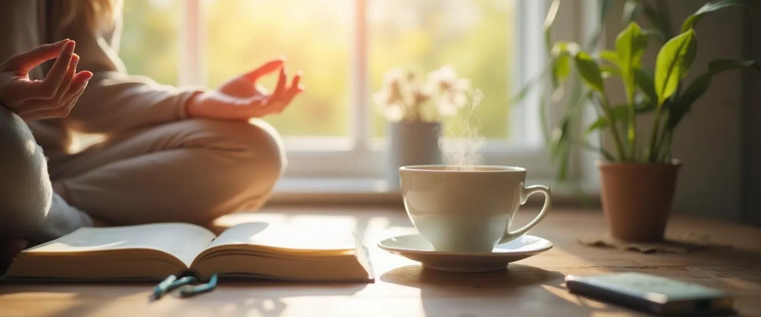 Entrepreneur practicing morning rituals to reduce anxiety in entrepreneurship