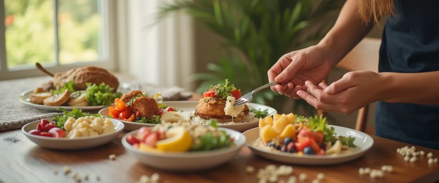 Person practicing our mindful life eating technique with a nutritious meal