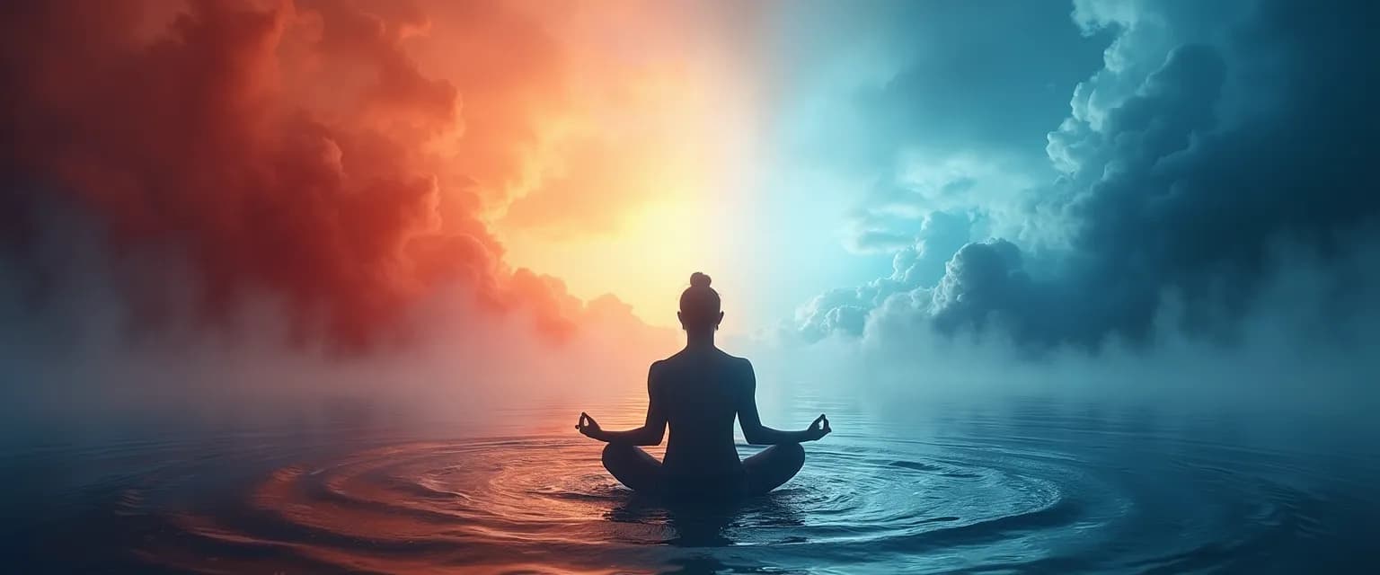 Person practicing mindful anger treatment techniques through meditation