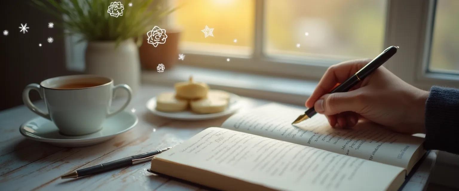 Person practicing self-awareness in English through simple daily exercises